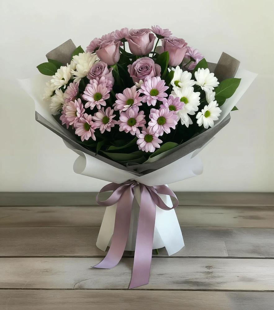 Букет цветов из: Хризантемы и Розы в Клинцах
