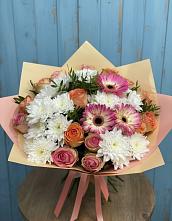 Букет цветов из:  Розы, Герберы и Хризантемы #REPLACE_PRED# Клинцах
