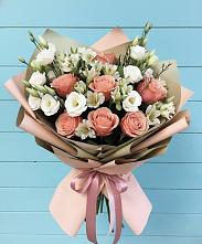 Букет цветов из:  Розы, Альстромерии и Лизиантусы #REPLACE_PRED# Клинцах