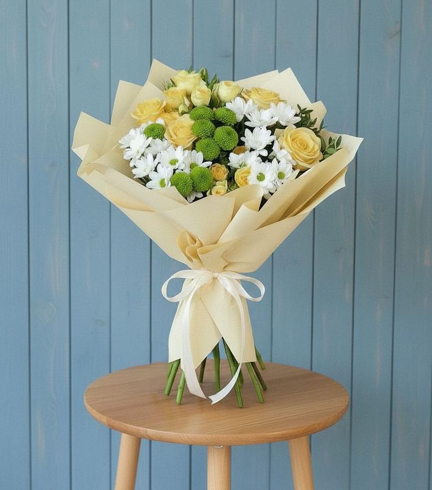 Букет цветов из: Хризантемы и Розы в Клинцах