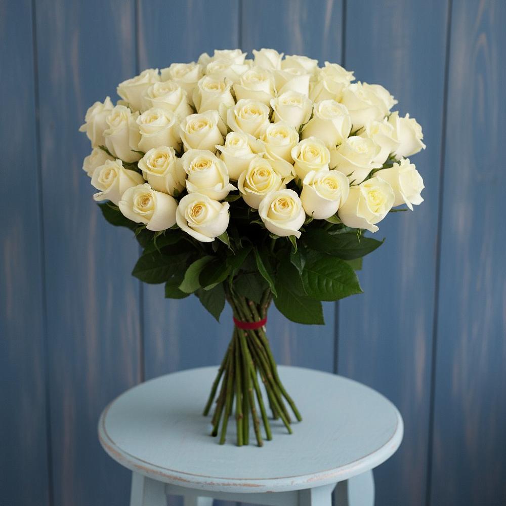 Букет 51 Белая роза Эдлесс Лав в Клинцах