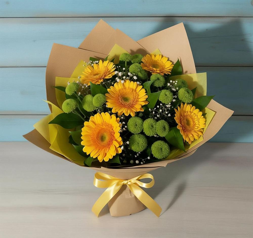 Букет цветов из: Герберы и Хризантемы в Клинцах