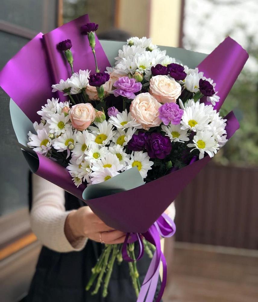 Букет цветов из: Хризантемы, Гвоздики и Розы в Клинцах