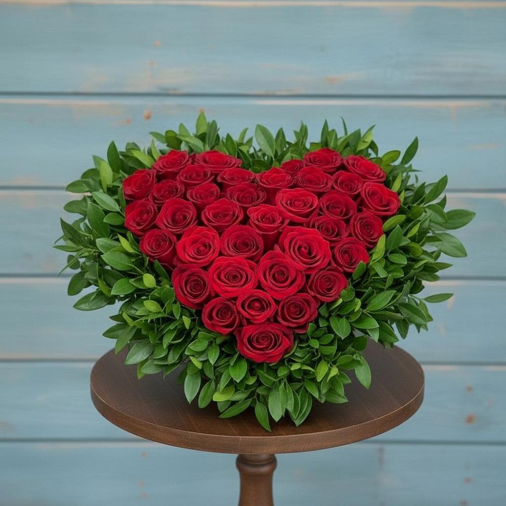 Цветочная композиция из Розы в виде сердца в Клинцах