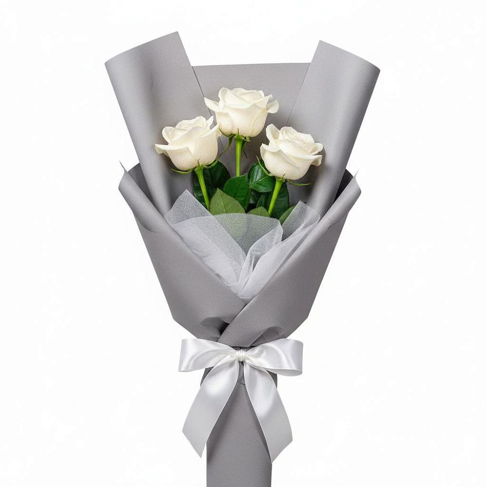 Букет 3 белые розы в Клинцах