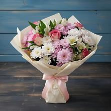 Букет цветов из:  Хризантемы, Альстромерии и Розы в Клинцах