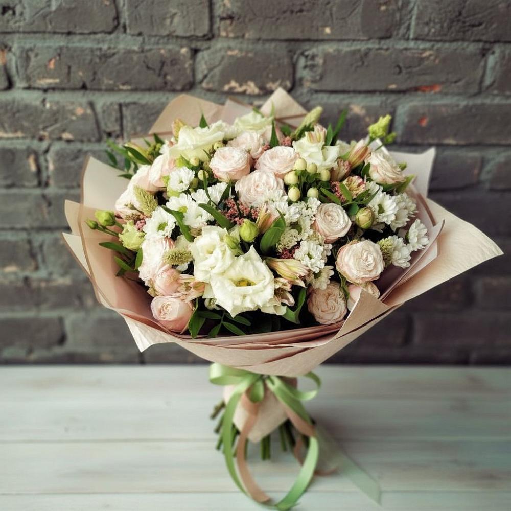 Букет цветов из: Альстромерии, Розы и Хризантемы в Клинцах