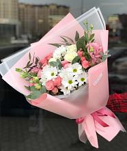 Букет цветов из:  Розы, Лизиантусы и Хризантемы в Клинцах