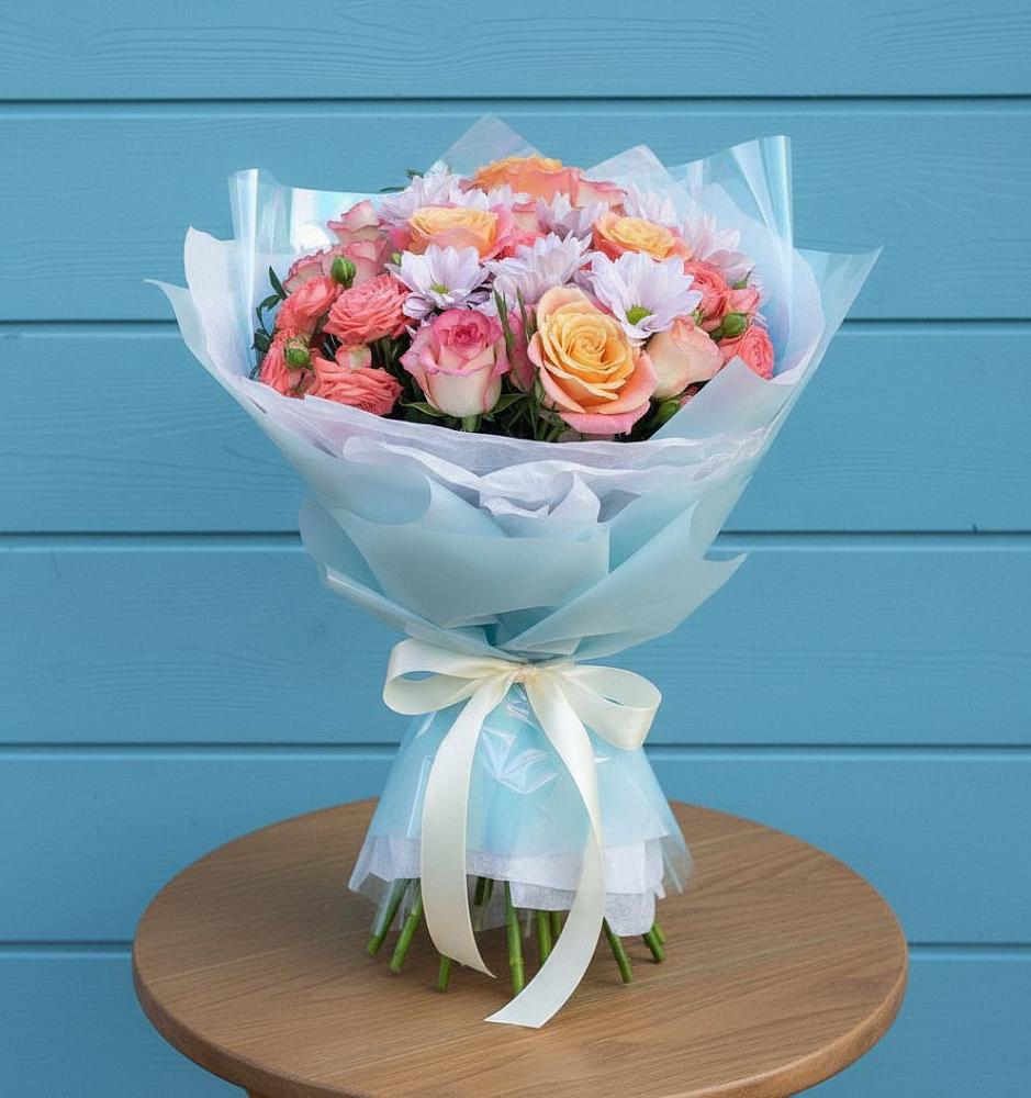 Букет цветов из: Хризантемы и Розы в Клинцах