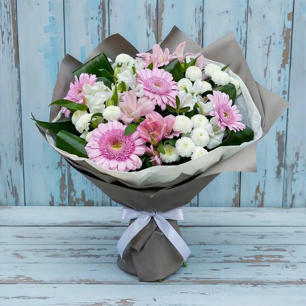 Букет цветов из: Герберы, Альстромерии и Хризантемы в Клинцах