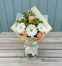 Букет цветов из:  Герберы, Розы и Хризантемы в Клинцах